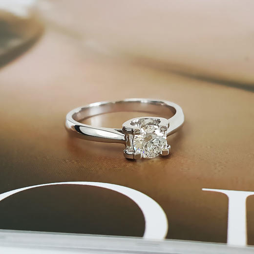 【天然正品】AU750白金经典简约牛头款0.38克拉钻石戒指10号（戒圈可改）女士现售价：3580！190825NJS08 商品图2