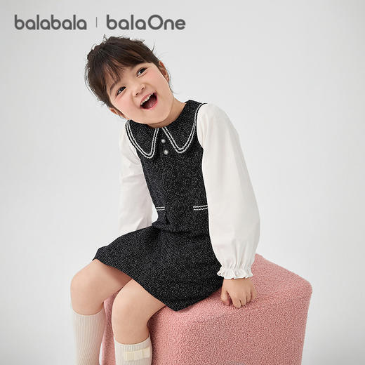 巴拉巴拉balaOne童装女童连衣裙2025冬新款儿童小香风背心裙时尚 商品图2