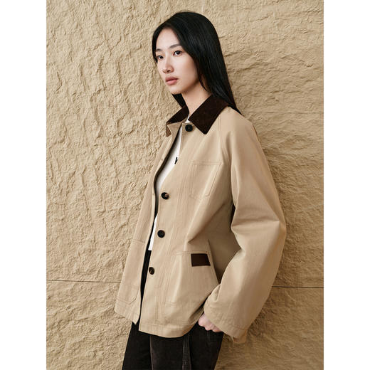 INSUN恩裳2025秋季巴恩风灯芯绒翻领夹克外套 商品图2