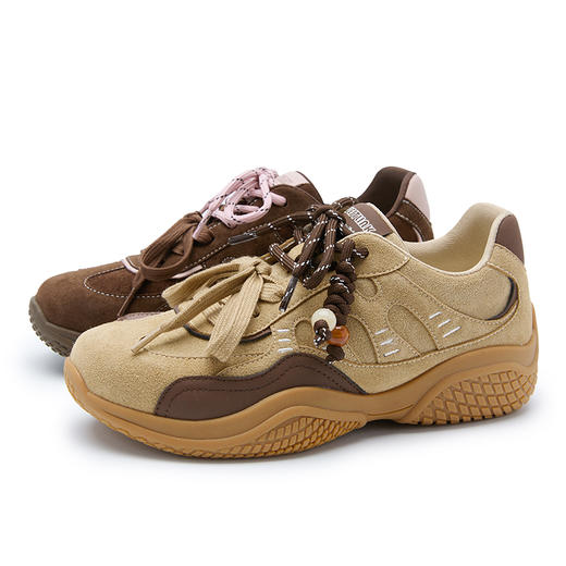 西遇厚底德训鞋女新款秋季复古美拉德双鞋带休闲鞋轻便运动鞋V1857124 商品图4