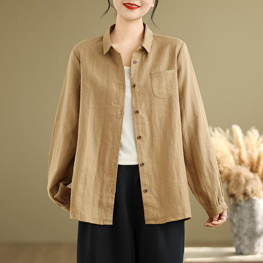 GYH 9815简约翻领衬衣显瘦文艺休闲长袖衬衫 商品图1