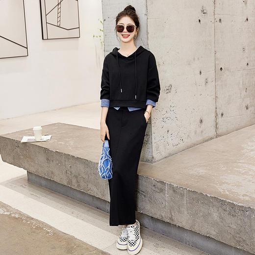 HR CPYY2307洋气减龄休闲连帽长裙两件套 商品图3