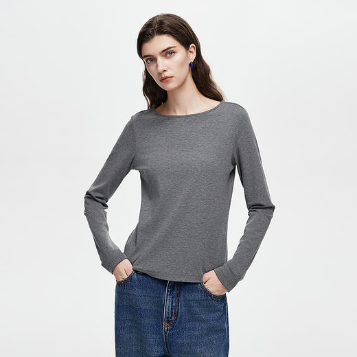 棉仓366601021-25秋简约一字领T恤 商品图0