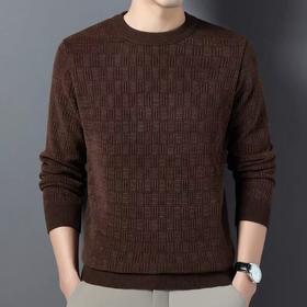 【孤品捡漏】（样衣）G70男款雪尼尔加绒咖色针织衫-喜出