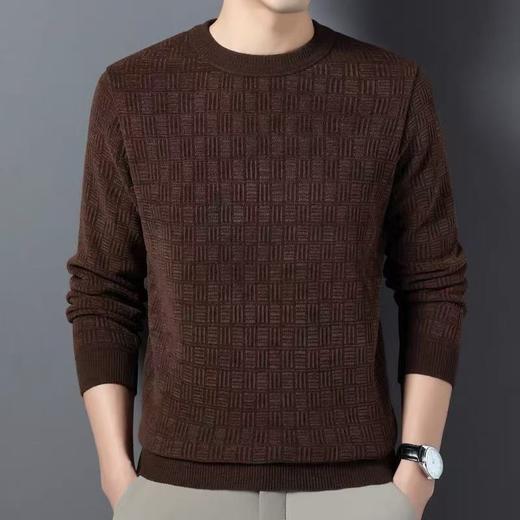 【孤品捡漏】（样衣）G70男款雪尼尔加绒咖色针织衫-喜出 商品图0