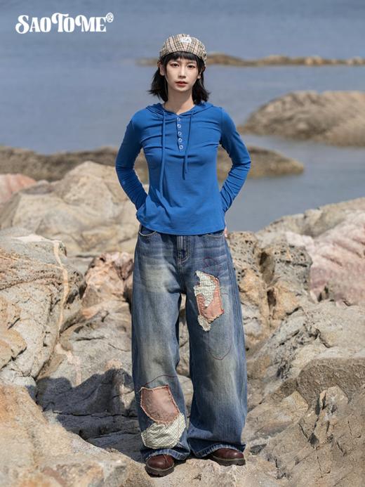 早乙女惠子saotome/STMKZ13398/水洗飞乌贴布绣牛仔裤 商品图2