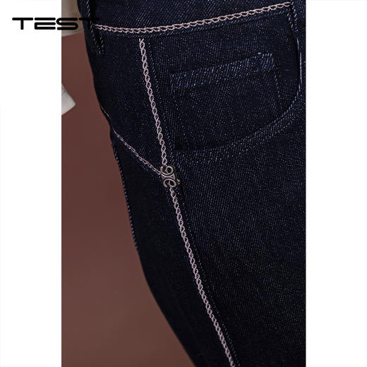 秋上新深蓝色高腰显瘦阔腿微喇牛仔裤3253028 商品图3