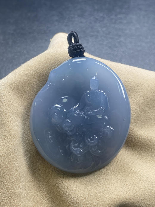 【FC0134】翡翠紫罗兰莲花悟道牌挂件 厚庄大气  色泽娇艳 雕工精美 商品图1