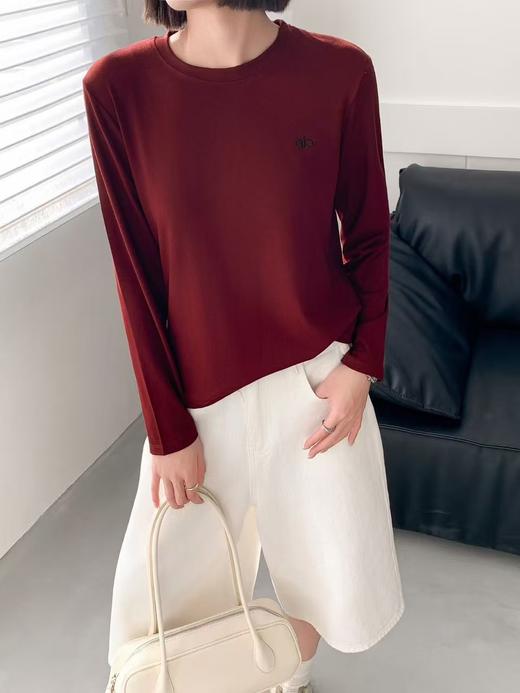 LS竹纤维女士时尚圆领字母刺绣长袖打底衫13302 商品图5