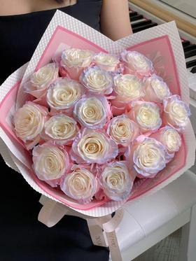 厄瓜多尔进口染色玫瑰AURORA BOREAL粉色欧诺拉北极光10支