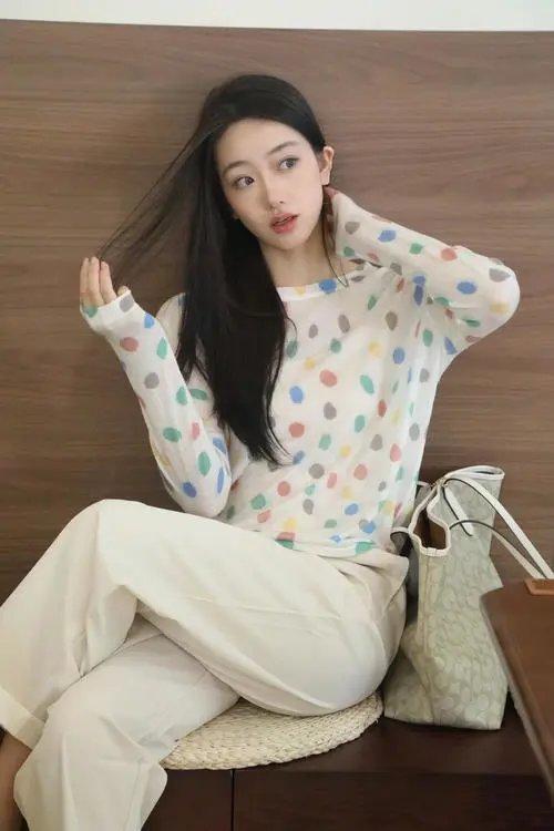 超轻薄 彩点天丝羊毛防晒针织衫 柔软舒服 商品图0