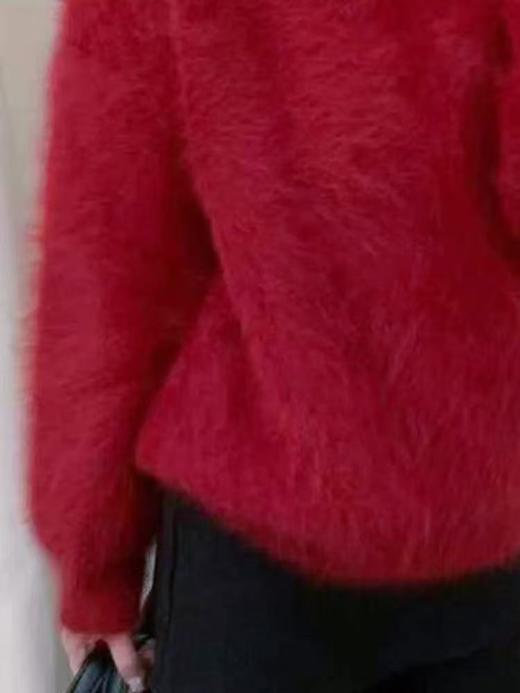 【孤品捡漏】G61-1大红仿水貂毛针织软糯毛衣-喜出 商品图2