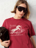 TR她热 小马邮差 铁锈红色复古印花做旧水洗宽松百搭T恤短袖 商品缩略图3