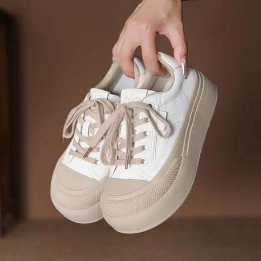 FR 85050透气圆头厚底休闲板鞋一脚蹬 商品图0