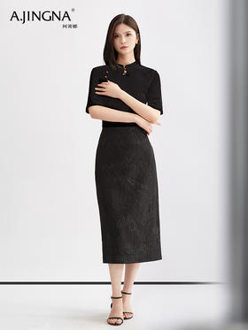 【国风雅致】阿菁娜新中式国风丝绒短衫F30Q201002