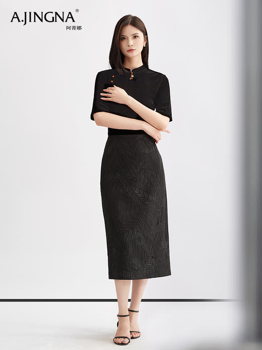 【国风雅致】阿菁娜新中式国风丝绒短衫F30Q201002 商品图0