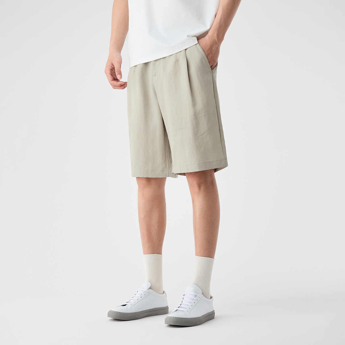 墨麦客纯色基础莱赛尔休闲五分裤男2025夏季新款宽松直筒裤子男薄