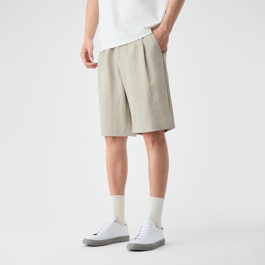 墨麦客纯色基础莱赛尔休闲五分裤男2025夏季新款宽松直筒裤子男薄 商品图0