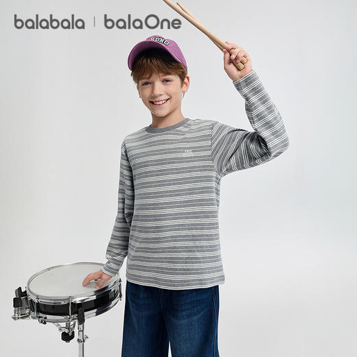 巴拉巴拉balaOne童装儿童长袖t恤男童女童2025新款秋装条纹打底衫 商品图0