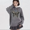 【孤品捡漏】（样衣）G94 灰色蝴蝶连帽针织毛衣--喜出 商品缩略图0