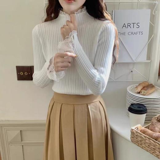 【孤品捡漏】（微脏，介意勿入）G104白色拼蕾丝打底衫-喜出 商品图5