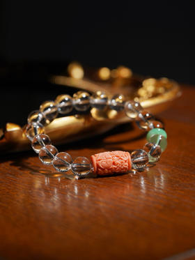 珊瑚八宝白水晶手串