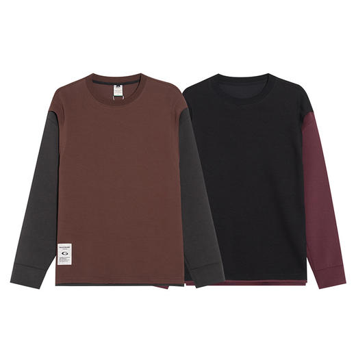 【DMH】大依优型大码男装假两件卫衣高街拼色简约长袖休闲上衣假两件落肩袖宽松加肥日系 商品图4