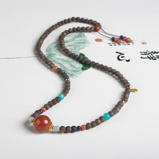 xy0578沉香+南红天河石项链 商品图2