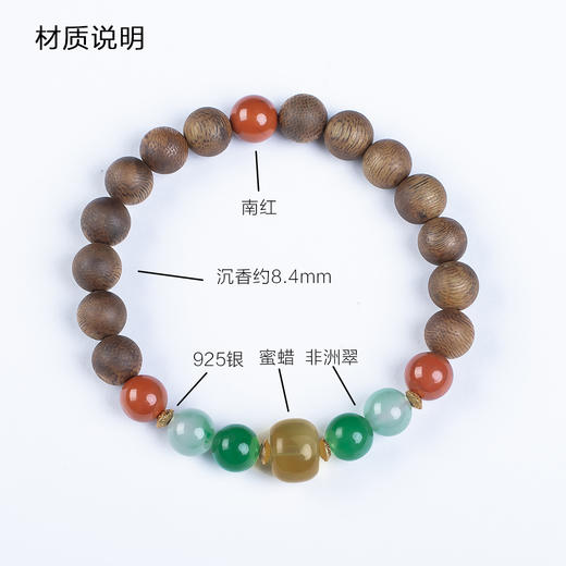 xy0575沉香+蜜蜡南红非洲翠手串 商品图6