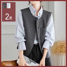 馥迦通勤极简马甲条纹衬衫