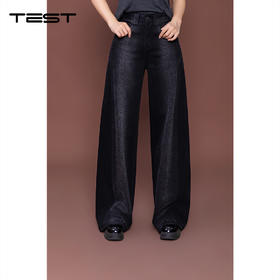秋上新提花工艺黑色阔腿潮流牛仔裤3253025