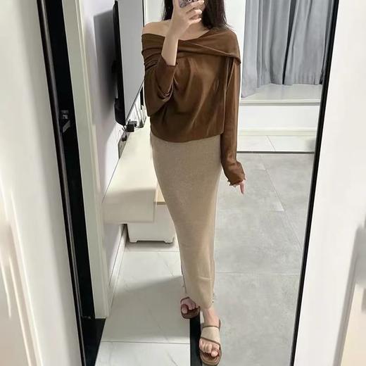 【孤品捡漏】G134浅卡色针织包臀半身长裙-喜出 商品图1