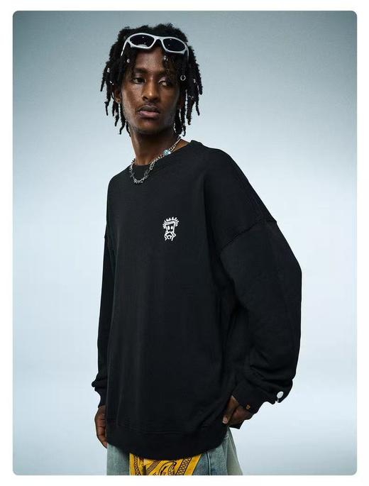 【孤品捡漏】G157黑色情侣款圆领卫衣-喜出 商品图1