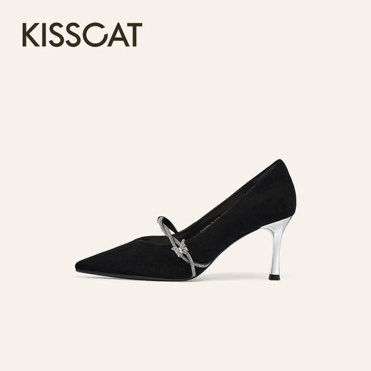 【云粉节】BF楼KISSCAT接吻猫[灿若星河]25新法式尖头单鞋婚鞋黑色高跟鞋女细跟KA65580-10吊牌价1499活动价899 商品图1