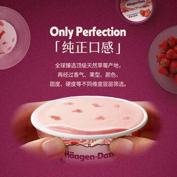 哈根达斯（Haagen-Dazs）经典草莓味大桶冰淇淋 473ml/桶 家庭装 雪糕 商品图1