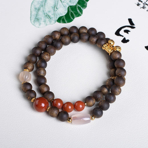 xy0577沉香+南红 双圈手链项链 商品图4