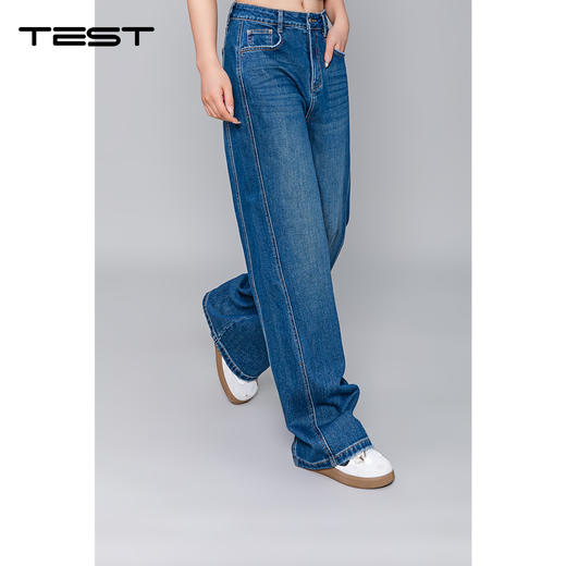 秋上新高腰直筒阔腿百搭显瘦牛仔神裤3253017 商品图0