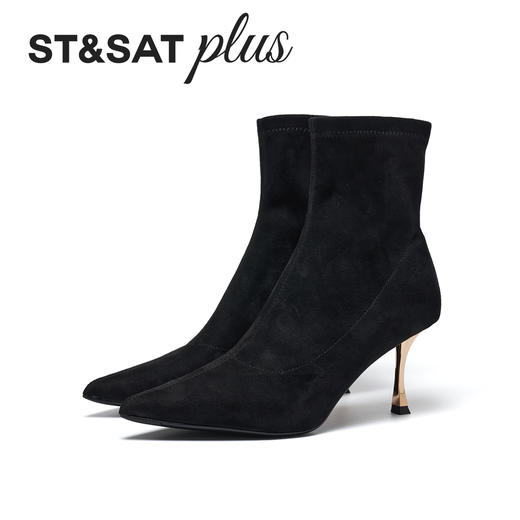 星期六绒面尖头细高跟裸靴SSD4116200 商品图7