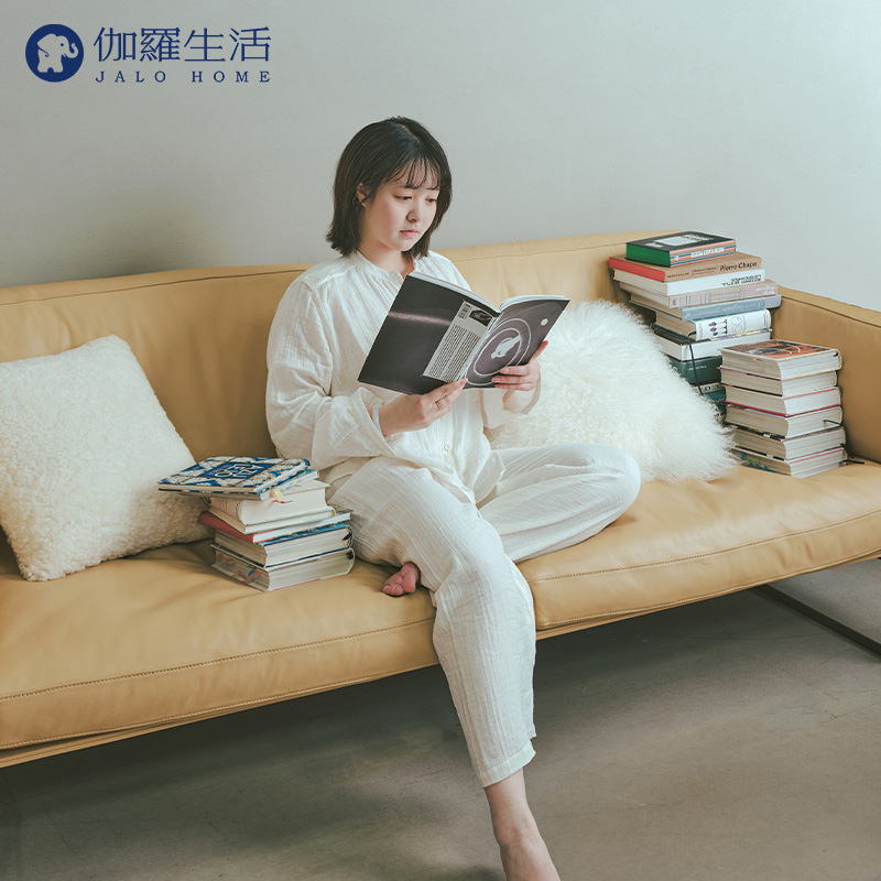 伽罗 JALO 50支新疆长绒棉双层棉纱家居服套装女