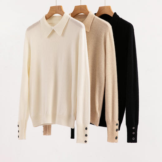 S·Y·C【万能搭】凹造型神器！polo领山羊绒毛衣女R240293 商品图3