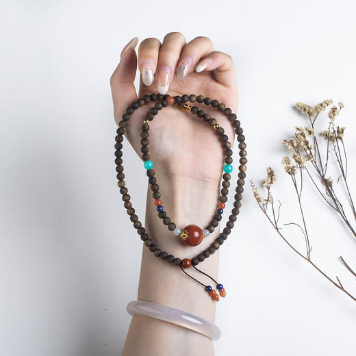 xy0578沉香+南红天河石项链 商品图6