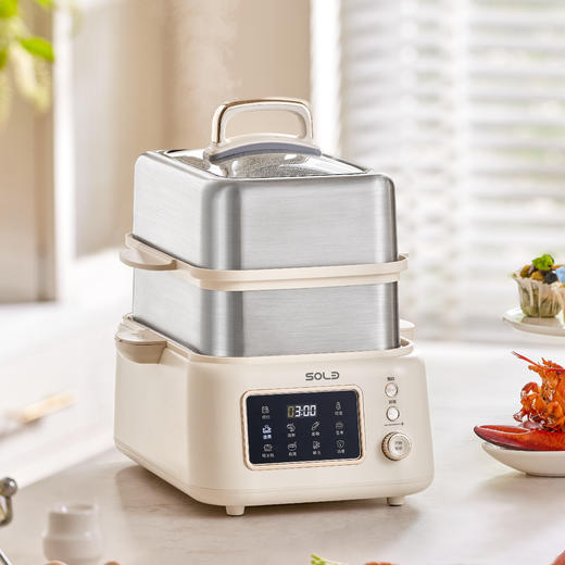 🌷【SOLB松雨多功能蒸煮炖锅】多功能蒸炖锅，🌈一台顶6台，蒸菜蒸肉、隔水柔炖、消毒杀菌，✔️一锅搞定 ✅10L大容量大满足，😘灵活蒸格，单层双层自由组合 商品图0