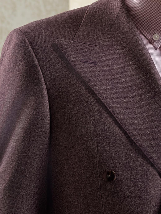 Stylbiella 澳洲美丽诺羊毛羊绒复古紫全麻衬西装套装 商品图1