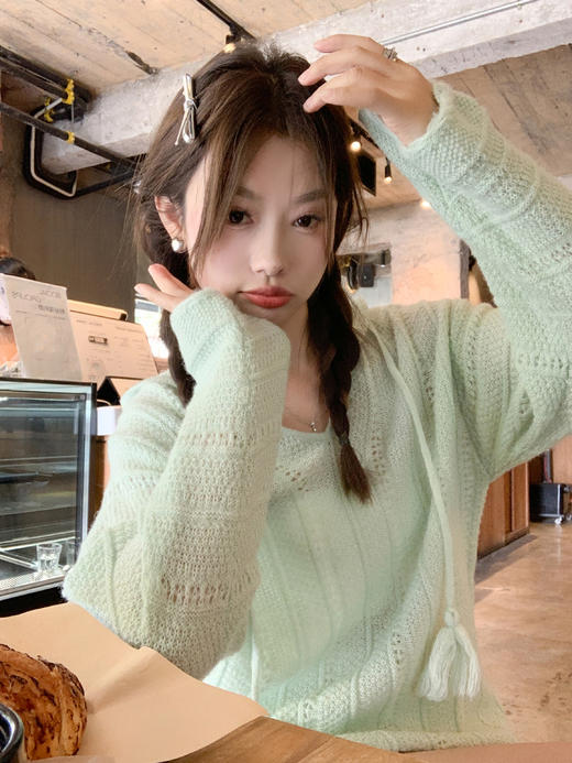 【169元任选2件】最后一波现货！宽松慵懒绿色连帽针织衫 商品图6