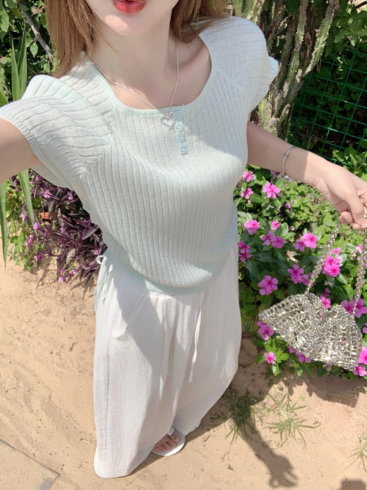 <曾小咸推荐>简约宽松抽绳设计针织短袖 日常89.99 立减40 秒杀49.99！花色半裙秒杀79.99！！垂感阔腿休闲裤 秒杀79.99！ 商品图11