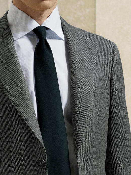 Stylbiella 澳洲美丽诺羊毛中灰色暗条纹全麻衬西装套装 商品图1