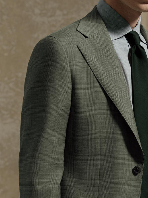 Stylbiella 澳洲美丽诺羊毛橄榄绿亲王格全麻衬西装套装 商品图1