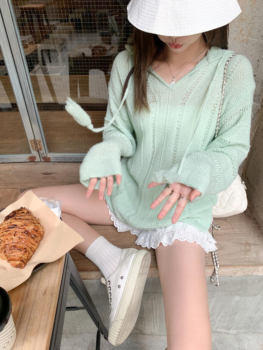【169元任选2件】最后一波现货！宽松慵懒绿色连帽针织衫 商品图11
