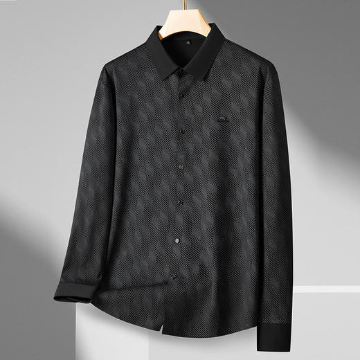 【DDS】大依优型大码衬衫男士衬衣条纹长袖高端气质商务通勤百搭新款加肥加大码时尚休闲翻领长袖衬衫300斤 商品图5