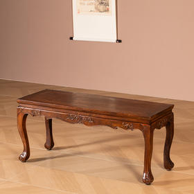 清早期	黄花梨束腰三弯腿拦水线独板炕几